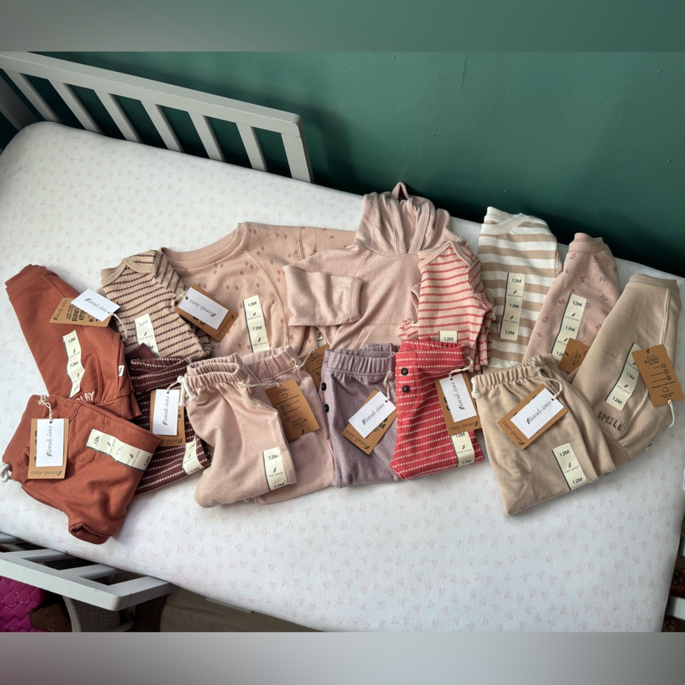 NWT Easy Peasy Baby Girl Matching Set Bundle/lot 12 months